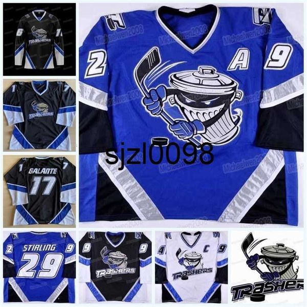 

sj98 custom danbury trashers 2004-05 jersey mike bayrack brent gretzky galante brad wingfield jon mirasty scott stirling bren, Black