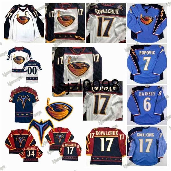

sj98 ceoatlanta thrashers ilya kovalchuk hockey jersey marian hossa dany heatley popovic zach bogosian johan hedberg kari lehtonen chris tho, Black