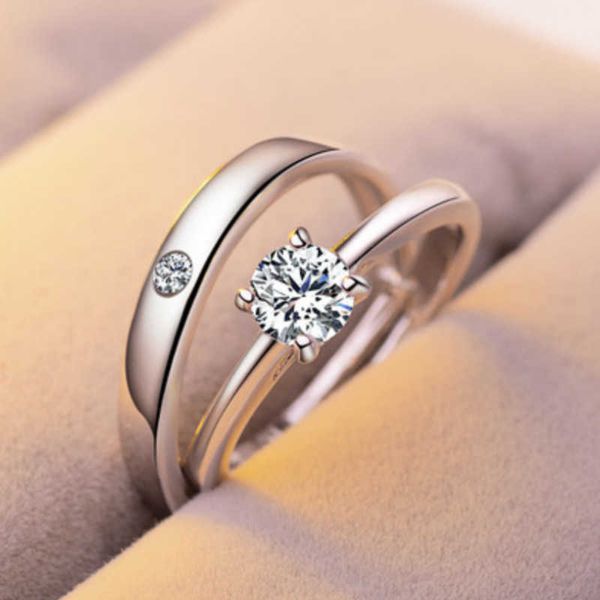 

solitaire ring 1 set sell adjustable lovers simple zircon engagement rings for women silver color wedding rings austrian crystals jewelry z0, Golden;silver