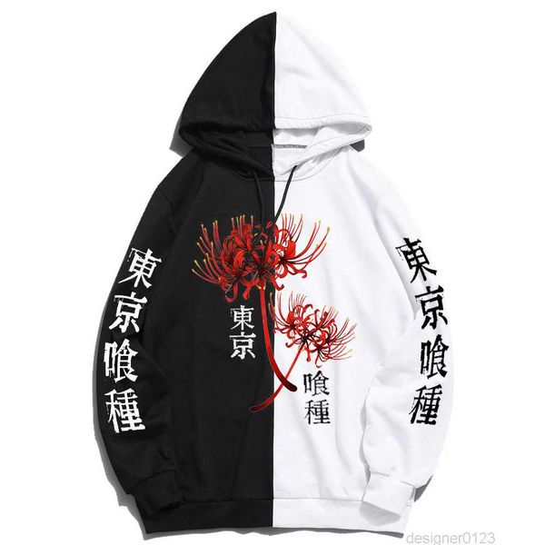

japanese anime hoodie tokyo ghoul spider lily men women harajuku sweatshirt autumn fashion streetwear kanekiken, Black