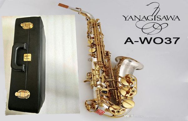 

japan yanagisawa alto saxophone awo37 silver plated gold key body beautifully carved alto sax professional playing instrument9095482