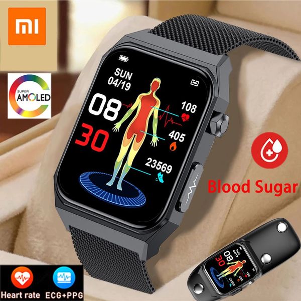 

xiaomi 2023 blood sugar smart watch men ecg+ppg heart rate sports automatic infrared blood glucose pressure health watches