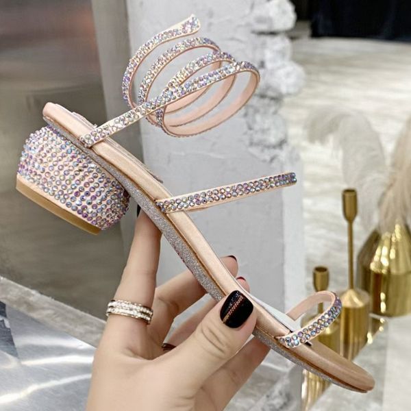 

high-heeled sandals female strass shoes ankle wrapped gao xi wedding crystal diamond-encrusted snake luxury designer banquet fashion 9.5cm, Black