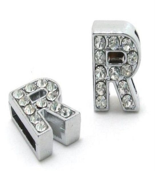 

whole 50pcslot 8mm r full rhinestones bling slide letters fit for 8mm diy wristband bracelet 00187619805, Bronze;silver