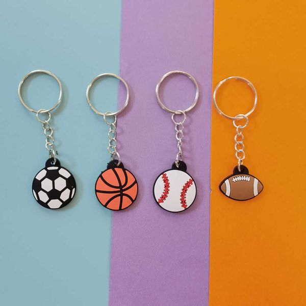 

new pvc keychain cartoon football ball pendant creative pendant luggage decoration gift keyring, Silver
