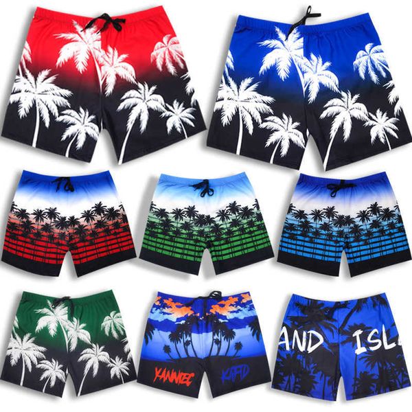 

men's swimming with flat corners prevent embarrassment quick dry running breathable and personalized coconut tree shorts swimsuit summe, White;black