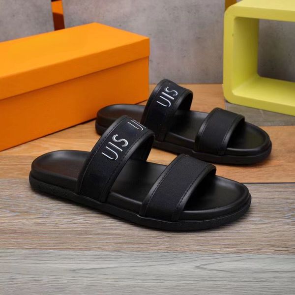 

men's slippers 2023 summer op02 trend head layer cowhide soft sole non-slip casual breathable leather beach shoes, Black