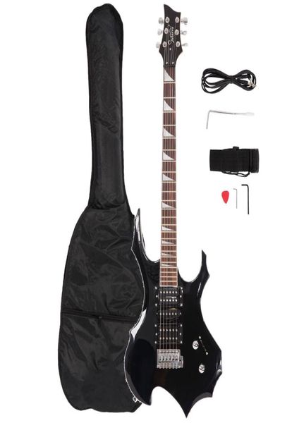 

electric guitar glarry 5 pickup shaped pack strap picks shake cable wrench tool black ship from usa1839759