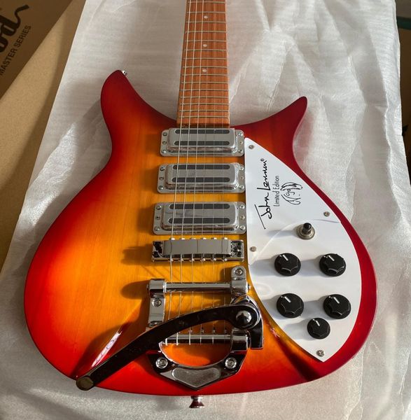 

john lennon 325 cherry sunburst electric guitar johnlennon signaure pickguard short scale 527mm bigs tremolo lacquer fingerboar3296353