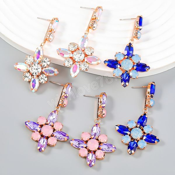 

fashion metal geometric rhinestone earrings women's cute trend dangle earrings banquet jewelry accessories, Silver