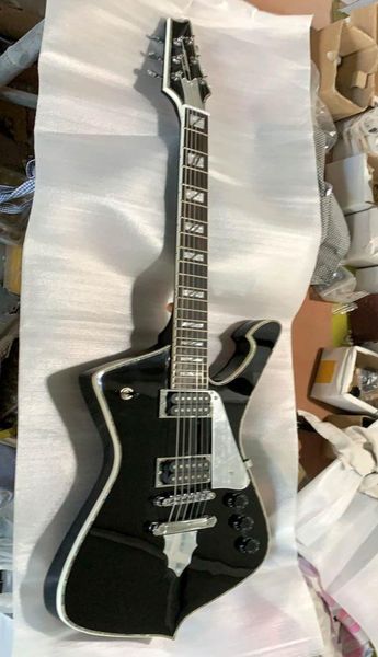 

new arrival kiss paul stanley paulstanley electric guitar with abalone inlays mirror pickguard in black 202008271993041