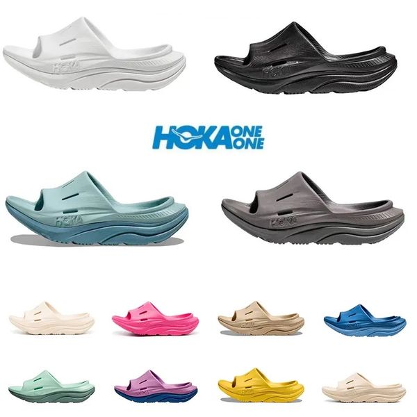 

hoka one one ora recovery slides 3 slippers sandals triple white black dark grey mint blue pink purple beige yellow hokas men women outdoor