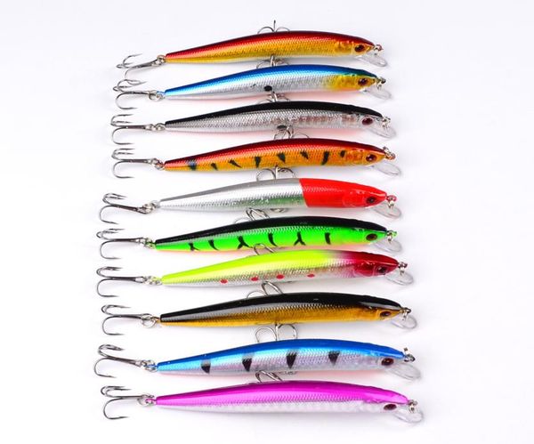 

10pc minnow fishing lure 10cm394quot84g03oz plastic hard baits 6 hook fishing tackle bass bait3726159
