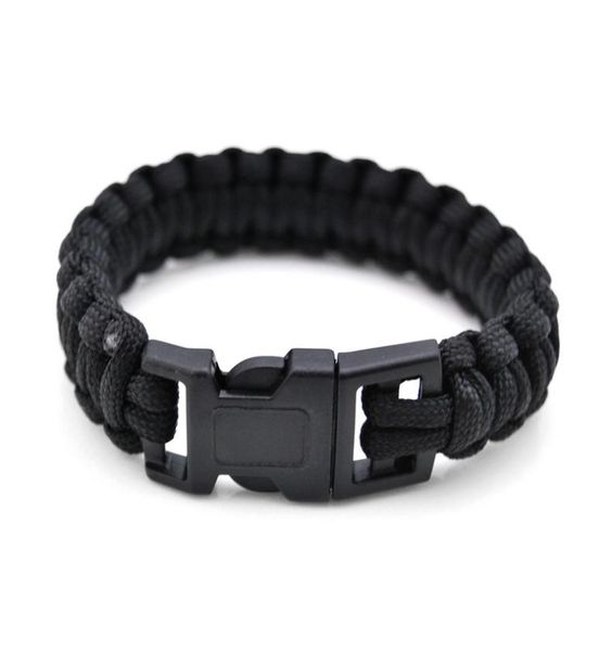 

survival paracord chain bracelets fit for men outdoor camping hiking emergency rope link bracelet bangle buckle wristband male jew6308827, Black