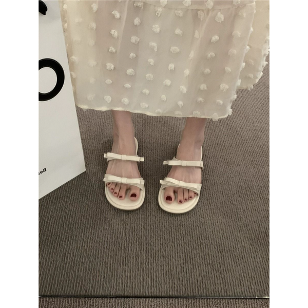 

women summer out wearing seaside beach flat sandals fairy korean version of flip-flops fashion comfortable sandals women 2023, Black
