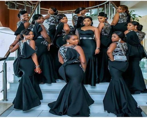 

2021 african mermaid maid of honor dresses evening gowns lace appliques long bridesmaid party wear1804801, White;pink