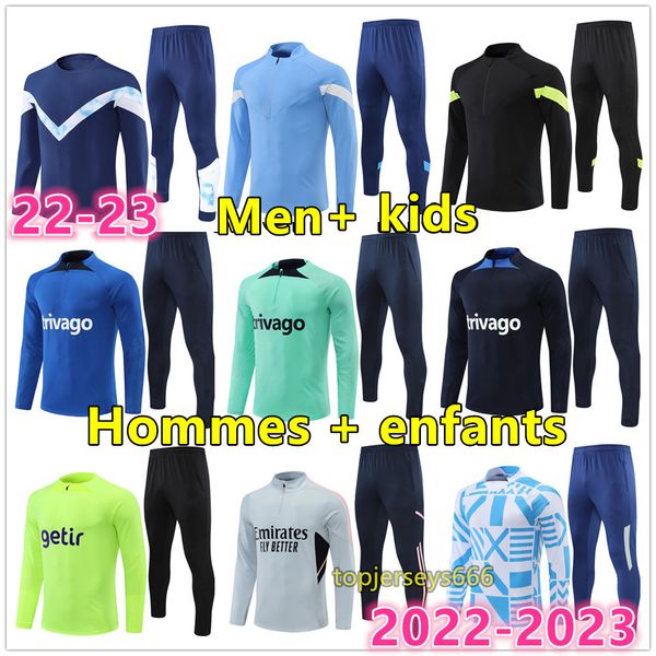 

2023 men soccer tracksuit 22 23 soccer jersey kids football training suit tracksuits survetement foot chandal jogging, Black