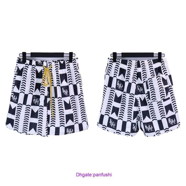 

wholesale designer shorts online shop high edition rhude stripe print street casual drawstring loose shorts capris trendy, White;black