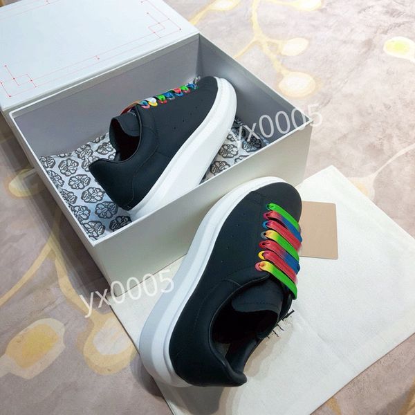 

new men womens brand designer quality flat sneaker casual shoes leather white letter overlays fashion platform sneakers, Black