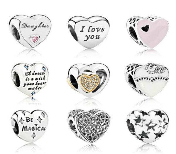 

new authentic 100% 925 sterling silver love heart shape bead 791726pcz 791422 791812en40 791593cfl 791806cz 791840enmx 791439cz1726010, Black