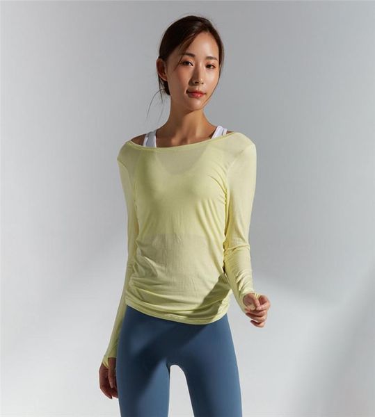 

a legging style autumn and winter new casual loose yoga long sleeve hip-showing adjustable length workout breathable skin-friendly yo4659268, White;red