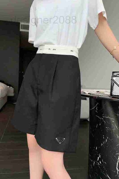 

women's shorts designer 23 summer new commuter contrast letter metal triangle casual fashion solid high waist and pants 612z, White;black
