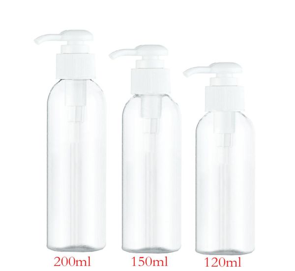 

50pcs 120ml 150ml 200ml clear round lotion pump shampoo bottle containers for cosmetic packagingamber pet bottle with liquid soap7996051