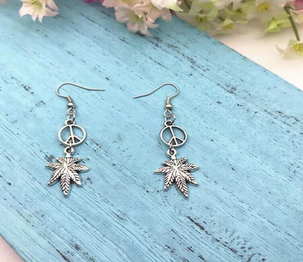 

fashion designer peace sign earrings jewelry punk tassel maple leaf earrings peace hippie dangle earrings for woman gift accessori1494190, Silver