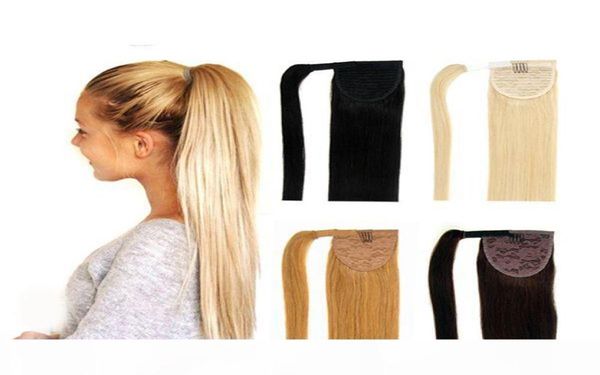 

unprocessed natural human hair ponytail extension 100g ponytail brazilian hair clip ponytail 20inch more colors3315707, Black