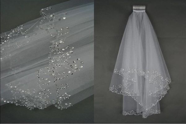 

charming veu de noiva whiteivory bridal veil two layer soft tulle wedding accessories wedding veils with crystal7052971, Black