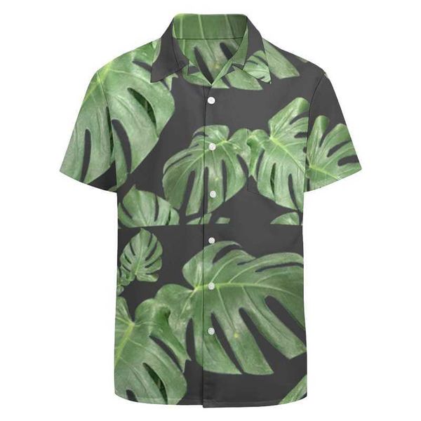 

casual tropical floral summer beach cotton vacation leaves printed regular fit short sleeve aloha hawaiian shirt for men qlom, White;black