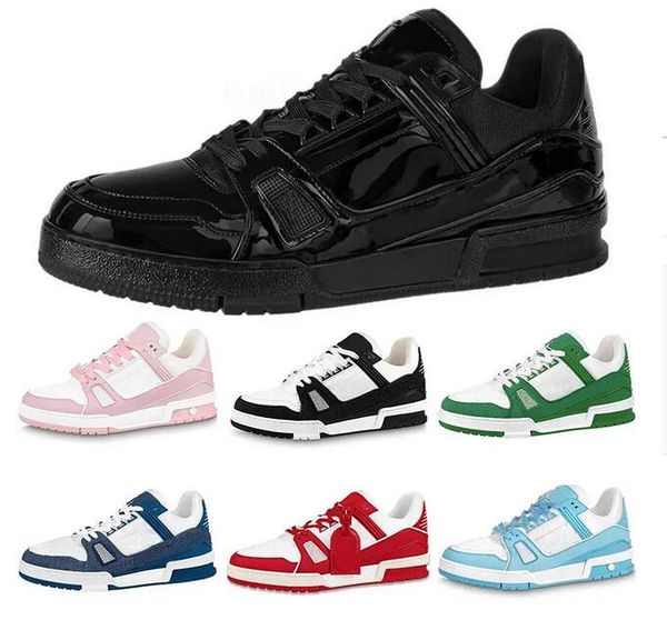 

new designer casual shoes trainer sneaker virgil calfskin leather abloh black white green red blue leather overlays platform low sneakers