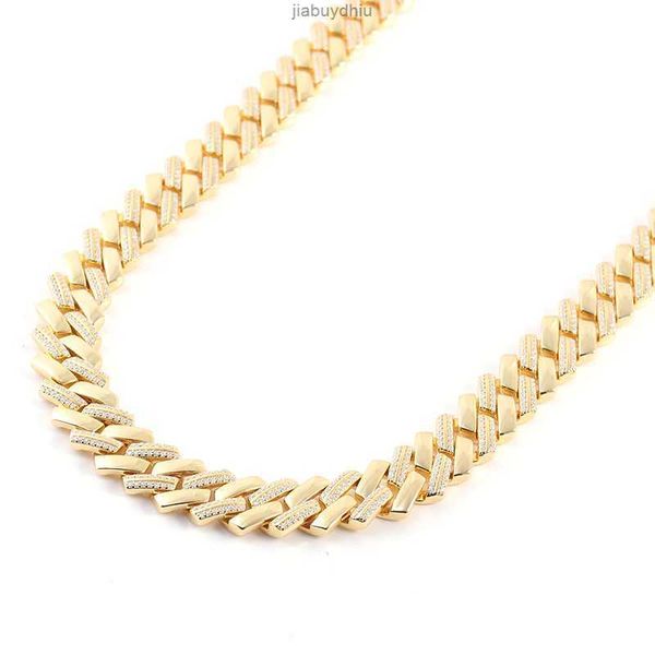 

gold plated cuban link chain bracelet sterling silver 12mm moissanite