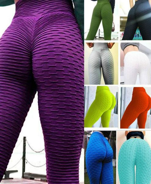 

women yoga pants solid honeycomb fitness leggings high waist elastic running tights ladiies push up gym workout pants jxw8184662218, White;red