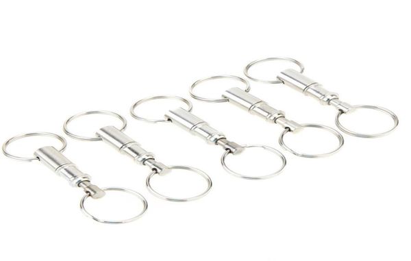 

10pcs premium quick release pullapart key removable handy keyring detachable keychain accessory with two split rings to2438517635, Silver
