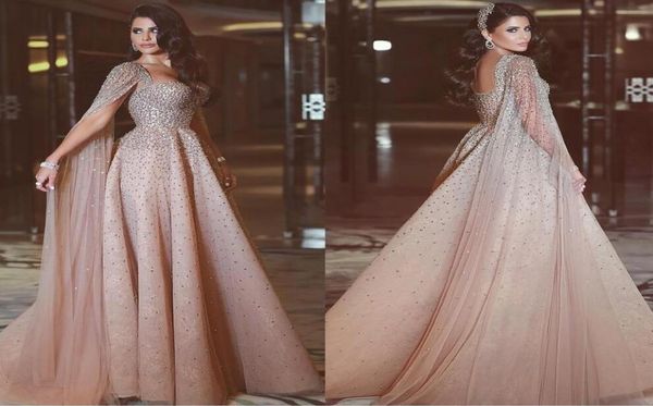 

sparkly sequins beaded evening dresses with sleeves backless blush tulle aline lace evening gowns custom made arabic prom dress9714754, Black