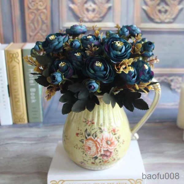

sachet bags blue rose artificial flowers fake peony bouquet peony 6 head artificial plants bridal for home room decoration r230605