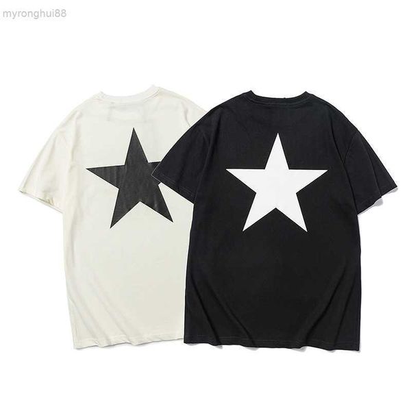 

essentail shirt high street fog pentagram exhibition limited short sleeve fashion versatile t-shirt neck casual half hip hop r9if r9if, White;black