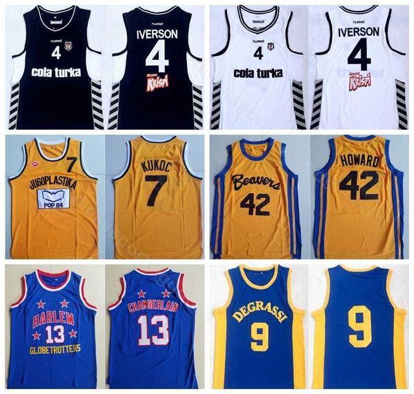 

college movie basketball 4 allen iverson jersey besiktas cola turka 42 scott howard 9 jimmy brooks 13 wilt chamberlain 7 toni kukoc, Black;red