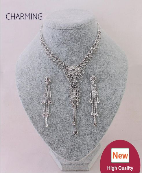 

necklaces for women and earrings 2 pcs bridal jewelry sets imitation jewellery charms style new fashion jewelry whole s 1893219, White