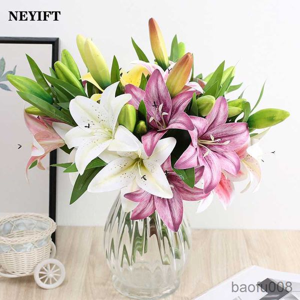 

sachet bags 41cm lily artificial flower fake lily bouquet for wedding home l restaurant office outdoor garden decoration r230605