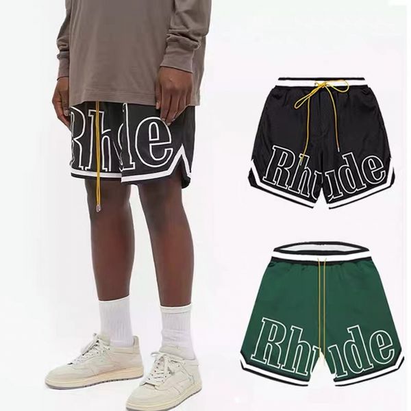 

rhude men breathable beach shorts men women casual mesh track breathable oversize rhude shorts waist drawstring, White;black