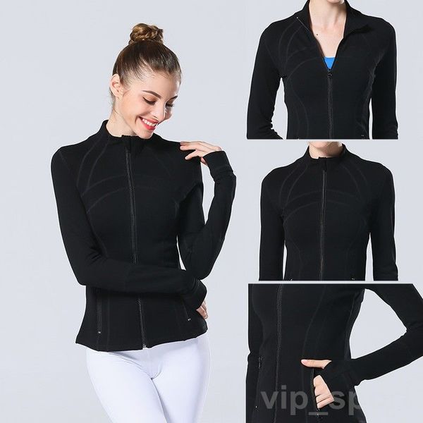 

lu align lu define woman yoga sport jacket longs sleeve fitness jackets high elasticity bodybuilding coat quick dry exercise activewear brea, White;red