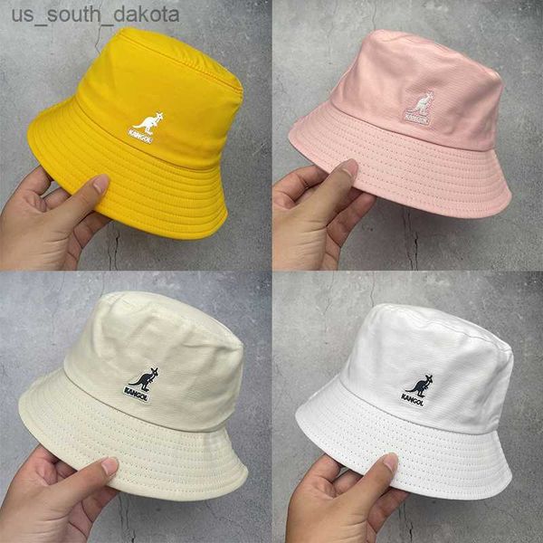 

cotton bucket hats kangaroo embroidery panama hat double sided wear fisherman hat bob femme fishing hat outdoor sun hats, Blue;gray