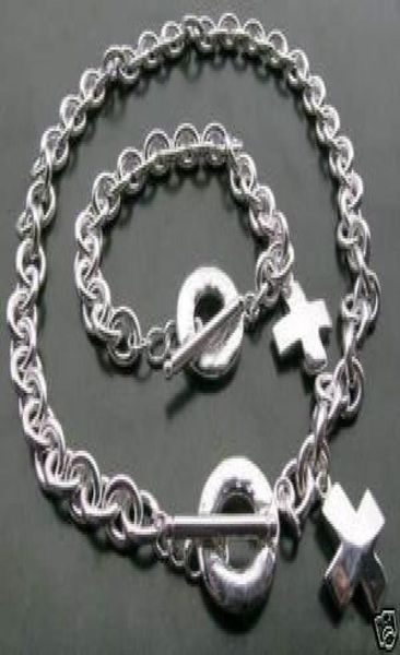 

whole retail lowest christmas gift 925 silver necklacebracelet set s1292376850