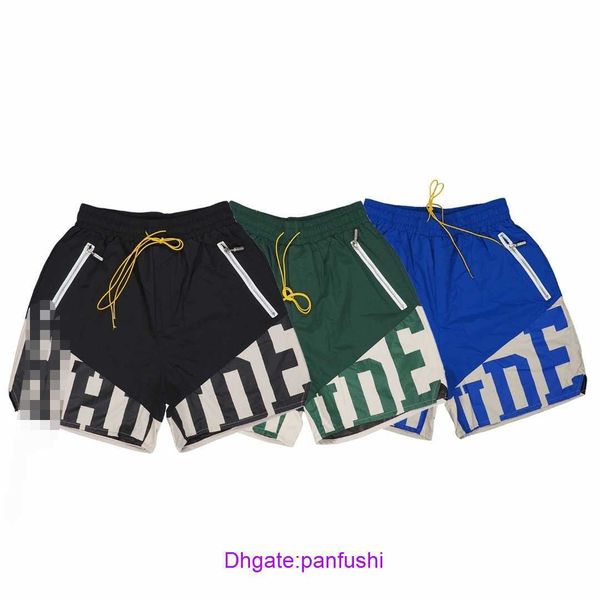 

rhude shorts wholesale designer for sale correct version of rhude trendy summer new patchwork printed high street casual shorts, White;black