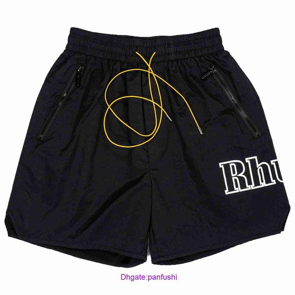 

wholesale designer rhude sport shorts for sale high version summer new rhude justin bieber matching letter print drawstring casual five way, White;black