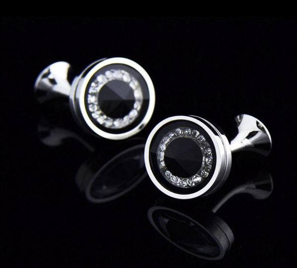 

cuff link and tie clip sets luxury shirt cufflink for men039s gift brand buttons crystal black jewelry4406045, Silver;golden
