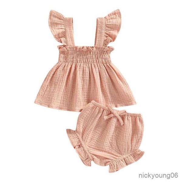 

clothing sets newborn short baby girl clothes summer outfit 2023 ruffles fly sleeve items things groups for girls infant, White