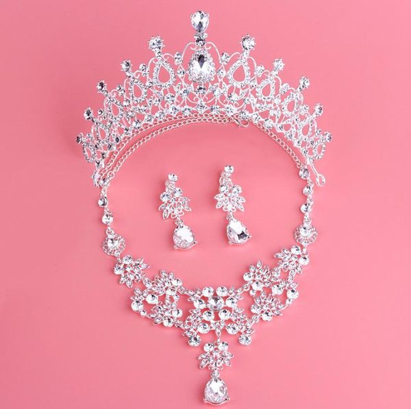 

twinkling baroque bridal crown necklace earrings set tiaras floral bridal jewelry accessories wedding party sets s0061577480, Silver